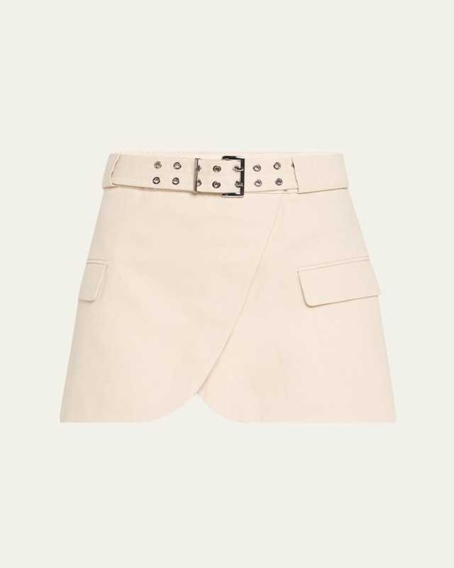 Cotton Melange Tailoring Mini Skirt